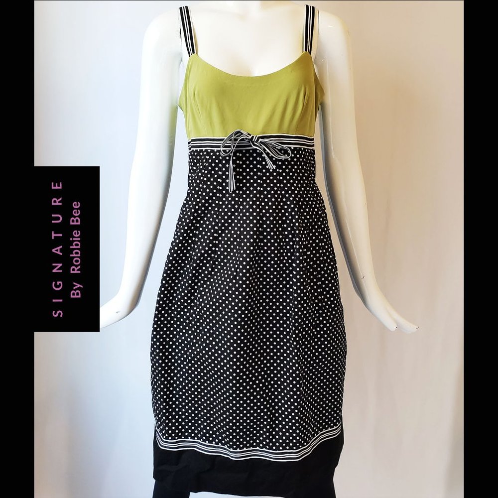 Empire cut wide strap polka dotted dress size 8